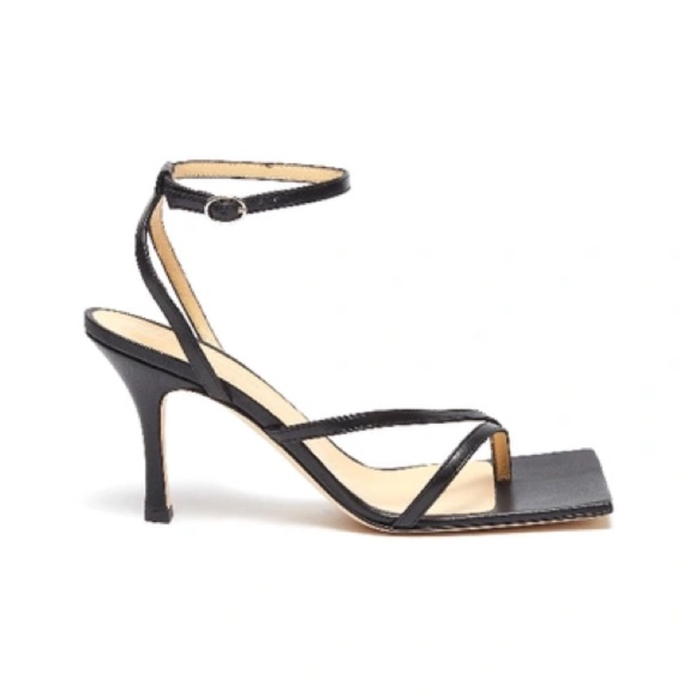 A.w.a.k.e mode asymmetric strap square toe leather heeled sandals- size 37 - Picture 6 of 8
